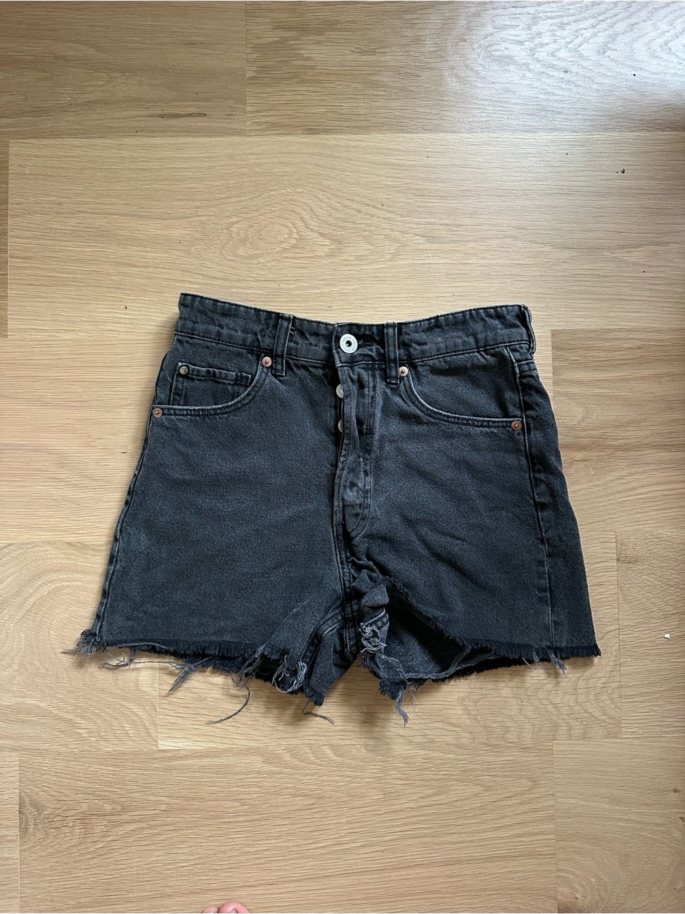 H&M Black High-Waist Denim Cutoff Shorts